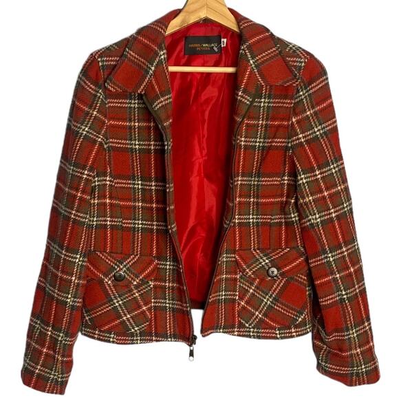 Vintage Royal Stewart‎ Plaid Wool Blazer Womens M Zip Up Classic Preppy Academia - Picture 7 of 13